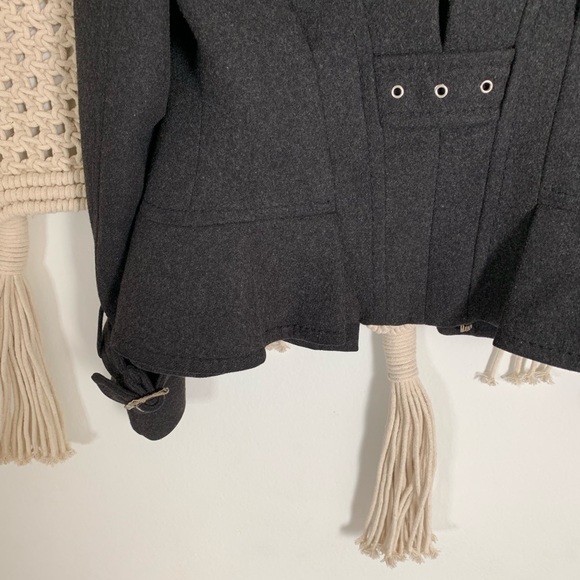 BCBG Charcoal Wool Ruffle Coat - Picture 5 of 8